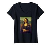 Femme Mona Lisa Léonard de Vinci Fan Art Mona Lisa T-Shirt avec Col en V