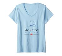 Femme Monaco Yacht Club Marina Côte D'Azur Monte Carlo Voile T-Shirt avec Col en V