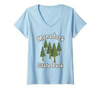Femme Monadnock State Park New Hampshire Randonnée Sentiers forestiers T-Shirt avec Col en V