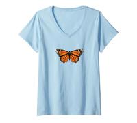 Femme Monarque Papillon Textless Migration Nature Grunge T-Shirt avec Col en V