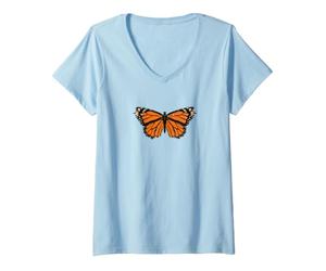 Femme Monarque Papillon Textless Migration Nature Grunge T-Shirt avec Col en V