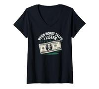 Femme Money Design Hustle Business Entrepreneur Millionaire T-Shirt avec Col en V