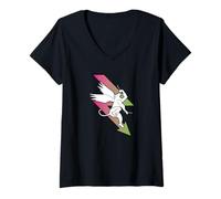 Femme Monkey Flying, Batteur avec Lightning Rock Band Fun Design T-Shirt avec Col en V