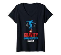 Femme Monocycle Rider One Wheel Circus Balance Extreme Sport Humour T-Shirt avec Col en V