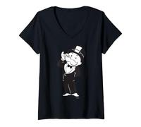 Femme Monopoly Let Me Think White T-Shirt avec Col en V