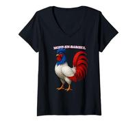 Femme MONS-EN-BARŒUL France Français Souvenir Article T-Shirt avec Col en V