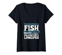 Femme Monstre des Profondeurs - Poisson à tête télescopique T-Shirt avec Col en V