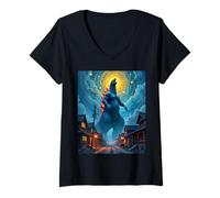 Femme Monstre géant de Kaiju : Invasion épique des ruines urbaines T-Shirt avec Col en V
