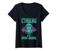 Femme Monstre Marin Insolite Kawaii est Mon Animal d'esprit T-Shirt avec Col en V