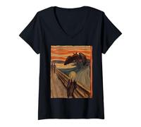 Femme Monstre Original Scream Moth Man Creature Halloween Cryptid T-Shirt avec Col en V