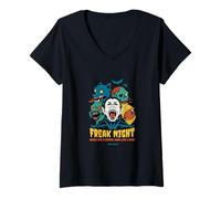 Femme Monstres d'halloween Freak Night - Vampire, Loup-Garou et Zombie T-Shirt avec Col en V