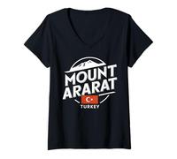 Femme Mont Ararat Turquie Voyage Aventure T-Shirt avec Col en V