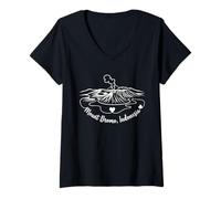 Femme Mont Bromo, Souvenir d'art en Forme de cœur Signature d'Indonésie T-Shirt avec Col en V