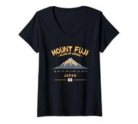 Femme Mont Fuji Japan Mountain Peak Drapeau Japonais Coordonnées GPS T-Shirt avec Col en V
