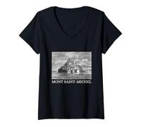 Femme Mont Saint-Michel St France Cité Médiévale Française Ile T-Shirt avec Col en V
