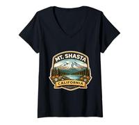 Femme Mont Shasta California Mountain Souvenir Souvenir Randonneur T-Shirt avec Col en V