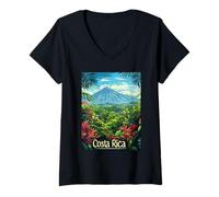 Femme Montagne de la Jungle vibrante du Costa Rica T-Shirt avec Col en V