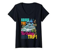 Femme Montez à Bord du Navire C'est Mon 60e Anniversaire Voyage en croisière T-Shirt avec Col en V