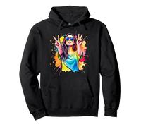 Femme montre le signe de la paix - Éclaboussures colorées des années 70 1 - Fan Fun Sweat à Capuche