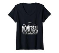 Femme Montréal Canada Vacances de Printemps 2026 Voyage T-Shirt avec Col en V