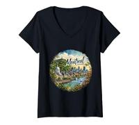 Femme Montréal Québec Canada fleuve Saint-Laurent T-Shirt avec Col en V