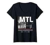 Femme Montréal Skyline City of Festivals Vintage Canada Voyage T-Shirt avec Col en V