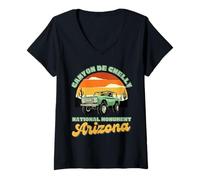 Femme Monument National du Canyon de Chelly, Arizona Retro Travel T-Shirt avec Col en V