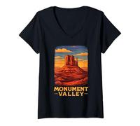 Femme Monument Valley Colorado Utah Arizona Plateau Navajo Natif T-Shirt avec Col en V