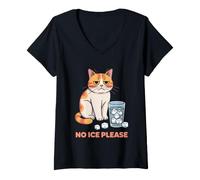 Femme Moody Kitty Veut Boire avec des Cubes T-Shirt avec Col en V