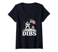 Femme Moon Astronaute Dibs Artemis Lunar Mission Space Science Art T-Shirt avec Col en V