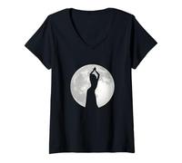 Femme Moon Belly Dancer - Danseur de Danse du Ventre T-Shirt avec Col en V