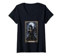 Femme Moonlit Library The Reader Dragon Tarot Fantasy T-Shirt avec Col en V