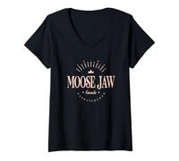 Femme Moose Jaw Canada | Moose Jaw Saskatchewan Modern T-Shirt avec Col en V