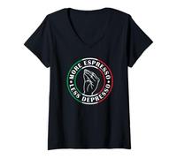 Femme More Espresso Less Depresso T-Shirt avec Col en V