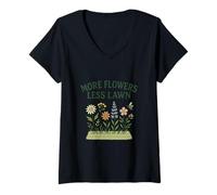 Femme More Flowers, Less Lawn Save The Bees No Mow Pollinator T-Shirt avec Col en V