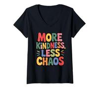 Femme More Kindness Less Chaos Kids Boys Positive Saying Be Kind T-Shirt avec Col en V