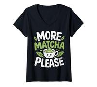 Femme More Matcha Please Green Tea Lover Ice Matcha Latte T-Shirt avec Col en V