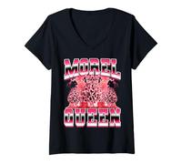 Femme Morel Queen Mushroom Mycologist Style années 90 T-Shirt avec Col en V