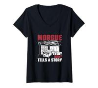 Femme Morgue Every Body Tells A Story Technicians Forensic Autopsy T-Shirt avec Col en V