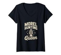 Femme Morille Hunting Queen Mycologist Woman Champignon T-Shirt avec Col en V