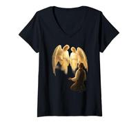 Femme Mormon Joseph Smith Visitation angélique Restauration sacrée T-Shirt avec Col en V