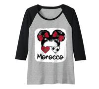 Femme Morocco Fille Drapeau de la Maroc - Supporters Marocains Manche Raglan