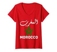 Femme Morocco Flag Graphic Funny Morocco Nation Flag Morocco T-Shirt avec Col en V