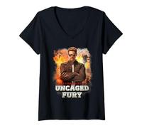 Femme Mortal Kombat 2 Johnny Cage Uncaged Fury T-Shirt avec Col en V