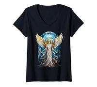 Femme Mosaïque en vitrail Ange Extraterrestre pour fenêtre T-Shirt avec Col en V