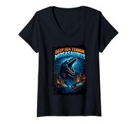 Femme Mosasaurus Mosasaurus Créature Océan Prédateur Monstre T-Shirt avec Col en V