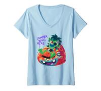 Femme Moshi Monsters Zommer Wuz Here Graffiti T-Shirt avec Col en V