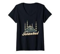 Femme Mosquée Bleue Sultan Ahmet Camii Turquie Outfit Istanbul T-Shirt avec Col en V