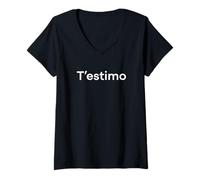 Femme Mot Catalan Amusant « I Love You » T-Shirt avec Col en V