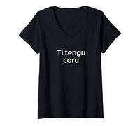 Femme Mot Corse Humoristique « I Love You » T-Shirt avec Col en V